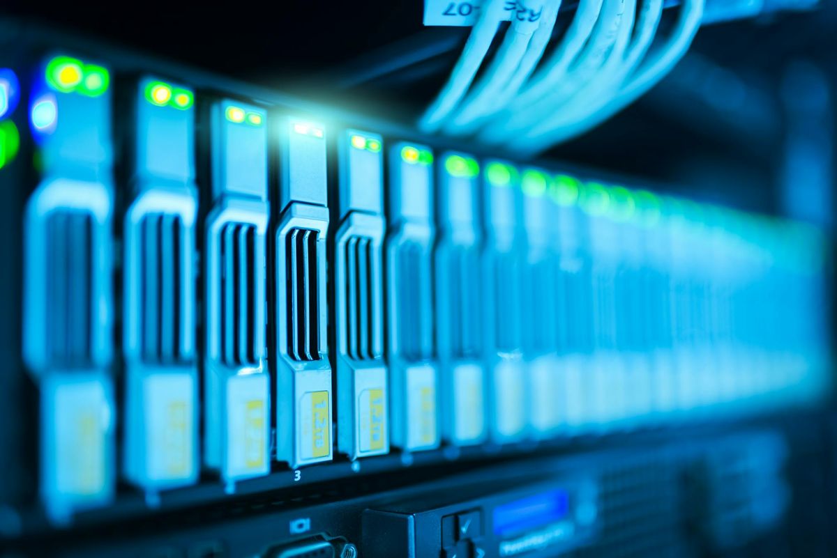 Storage and data infrastructure close-up representing system inventory and migration wave planning
